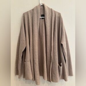 Eileen Fisher Open Front 100% Wool Cardigan Oatmeal 2 Pockets| 2x